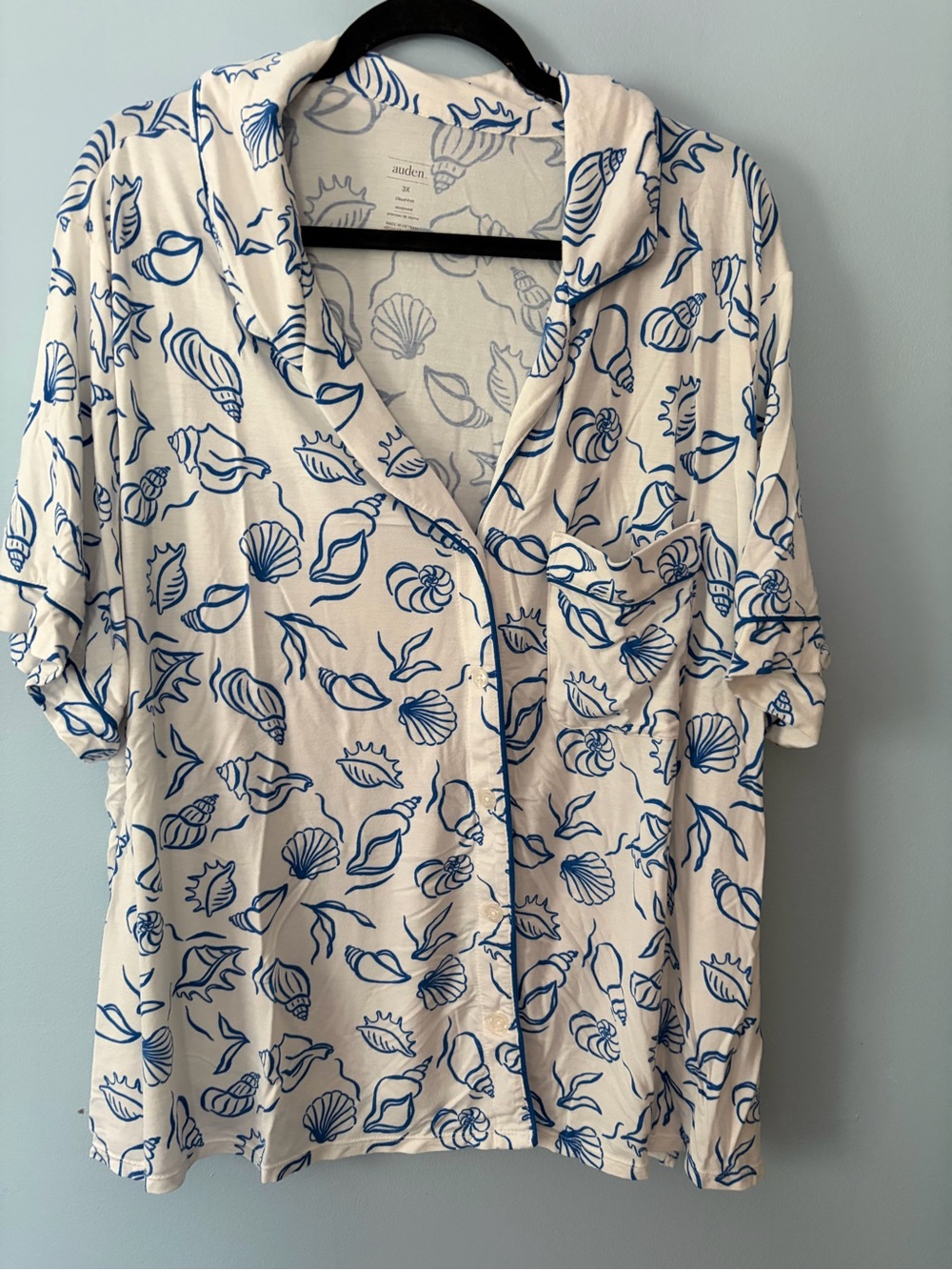 Auden White & Blue Shell-Print 2 piece pajama set